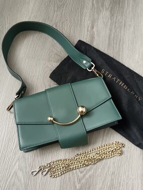 Strathberry Bottle Green Crescent on Chain